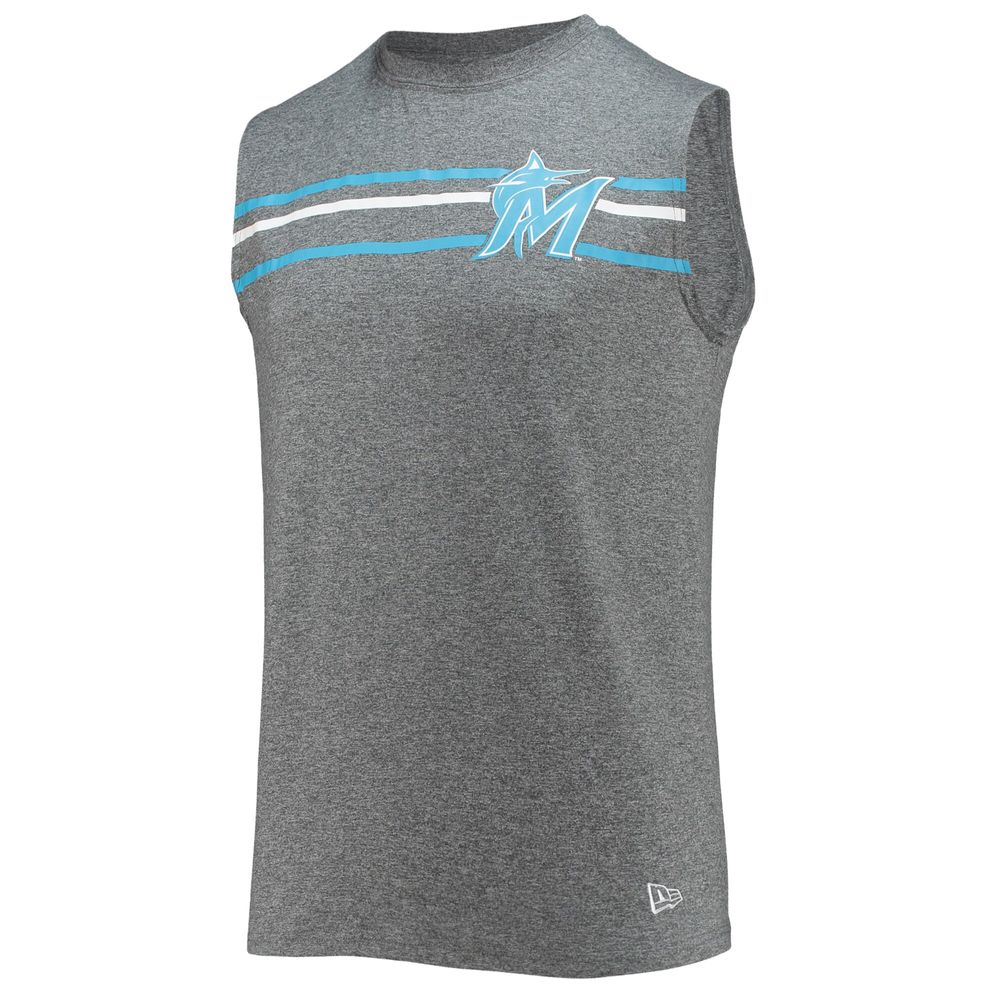 Men's New Era Gray Miami Marlins Muscle Tank Top