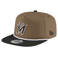 Casquette Snapback Miami Marlins Golfer New Era kaki/noir pour hommes