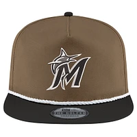 Men's New Era Khaki/Black Miami Marlins Golfer Snapback Hat