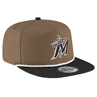 Men's New Era Khaki/Black Miami Marlins Golfer Snapback Hat