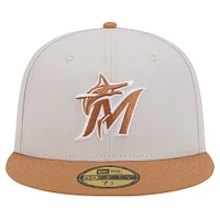 Men's New Era Khaki/Brown Miami Marlins Two-Tone Color Pack 59FIFTY Fitted Hat