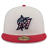 Men's New Era  Khaki/Red Miami Marlins 2024 Fourth of July 59FIFTY Fitted Hat