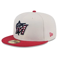 Men's New Era  Khaki/Red Miami Marlins 2024 Fourth of July 59FIFTY Fitted Hat