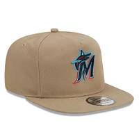 Men's New Era  Khaki Miami Marlins Golfer Adjustable Hat