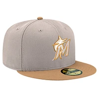 Men's New Era Khaki Miami Marlins Stone Panama 59FIFTY Fitted Hat