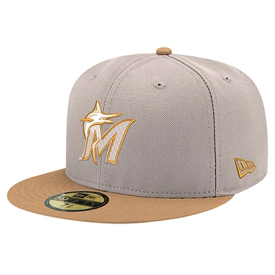 Casquette ajustée Panama 59FIFTY Miami Marlins kaki New Era pour homme