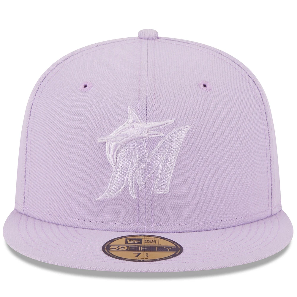 Men's New Era Lavender Miami Marlins 2023 Spring Color Basic 59FIFTY Fitted Hat