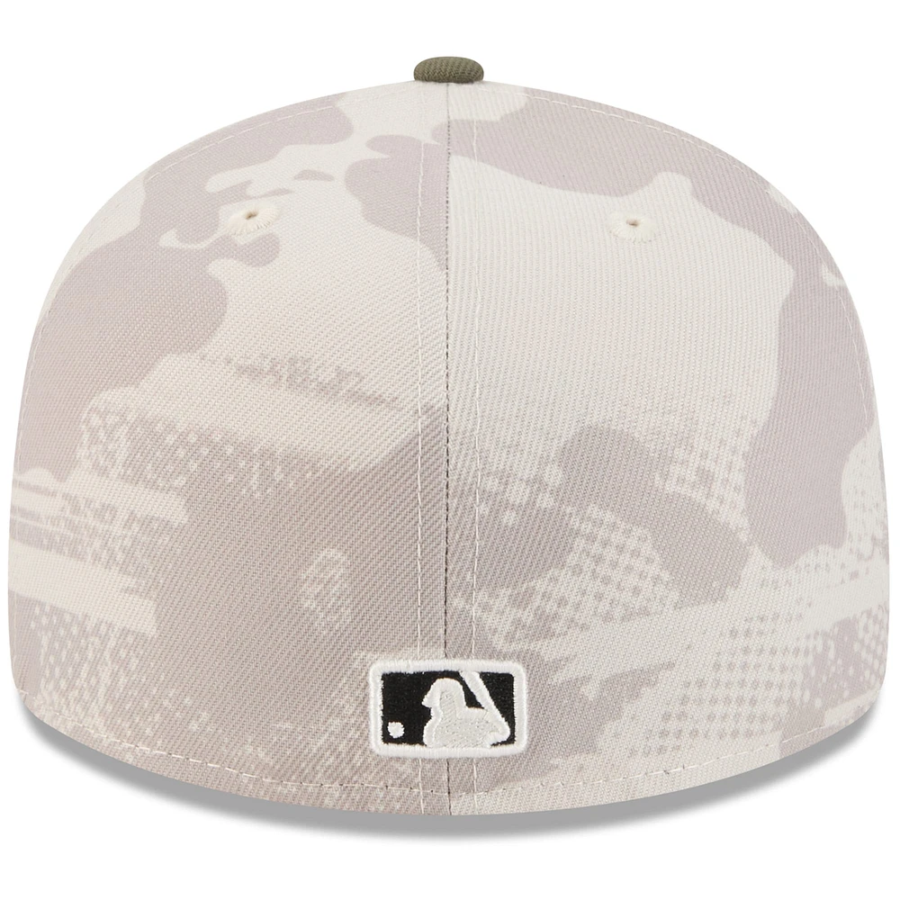 Casquette ajustée 59FIFTY pour homme, beige clair/olive, Miami Marlins 2025, Armed Forces Day