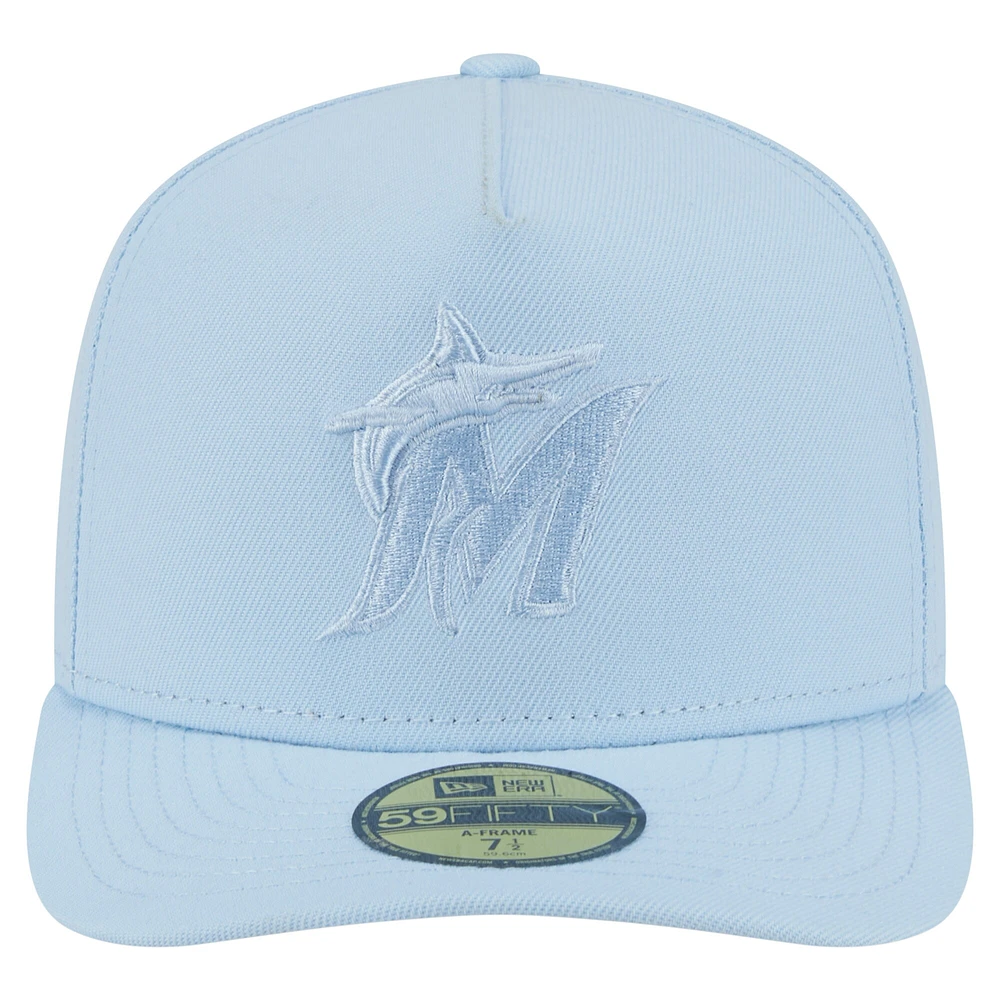 Casquette ajustée New Era 59FIFTY bleu clair Miami Marlins Color Pack pour homme