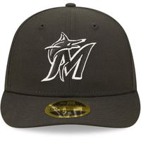 Men's New Era Miami Marlins Black & White Low Profile 59FIFTY Fitted Hat