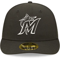 Men's New Era Miami Marlins Black & White Low Profile 59FIFTY Fitted Hat