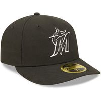 Men's New Era Miami Marlins Black & White Low Profile 59FIFTY Fitted Hat