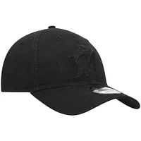 Men's New Era Miami Marlins Black on Black Core Classic 9TWENTY Adjustable Hat