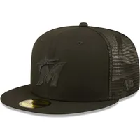 Men's Miami Marlins New Era Blackout Trucker 59FIFTY Fitted Hat