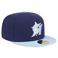 Men's New Era Navy/Light Blue Miami Marlins Color Pack 2-Tone 59FIFTY Fitted Hat