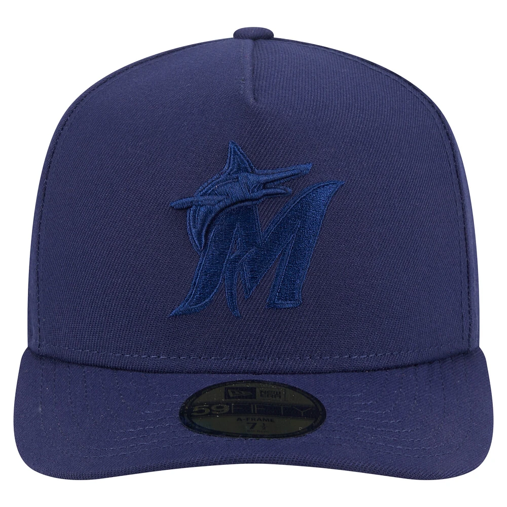Men's New Era Navy Miami Marlins Color Pack A-Frame 59FIFTY Fitted Hat