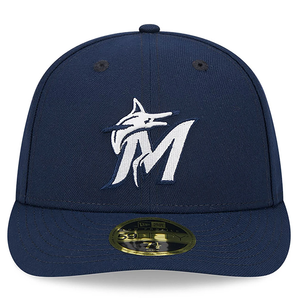 Casquette ajustée 59FIFTY Miami Marlins Oceanside Low Profile pour homme New Era bleu marine