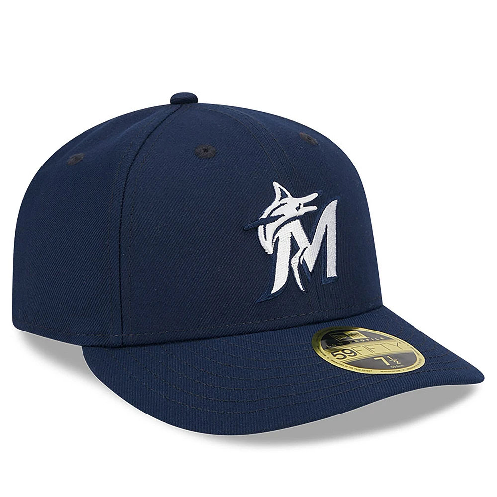 Casquette ajustée 59FIFTY Miami Marlins Oceanside Low Profile pour homme New Era bleu marine