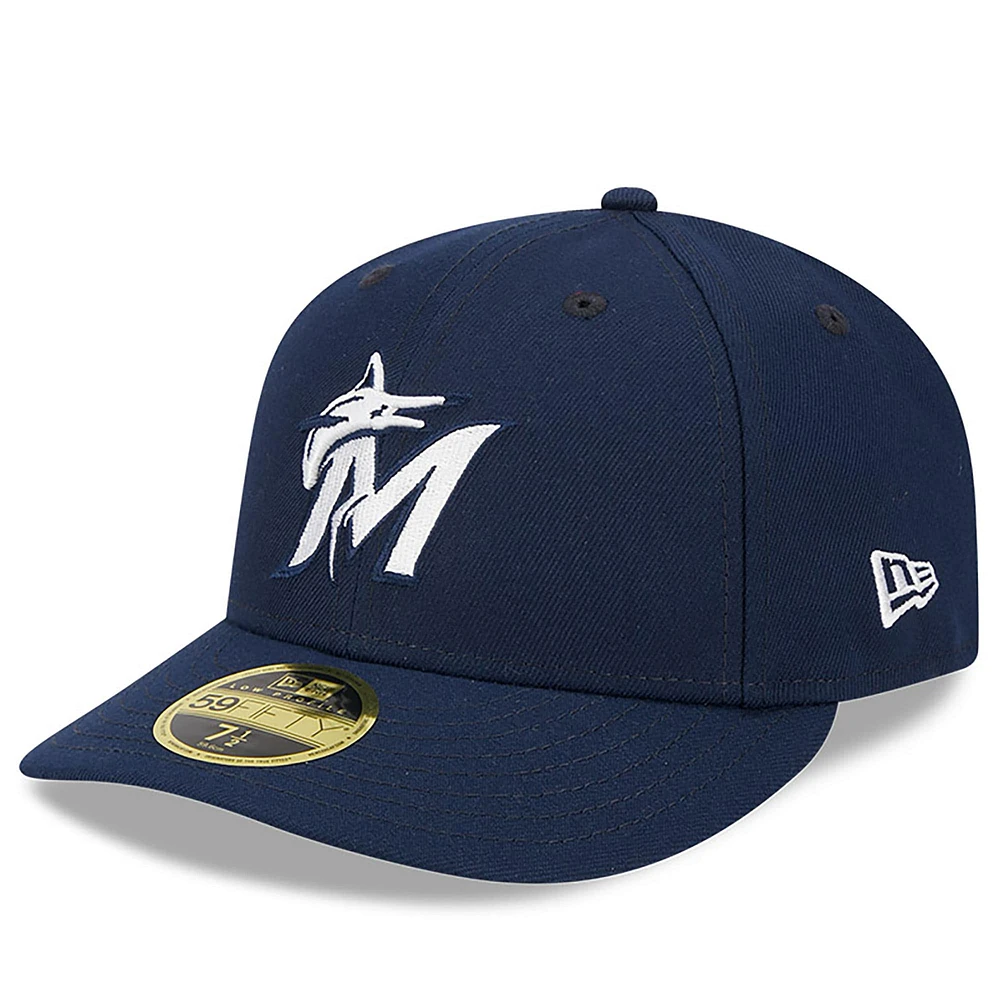 Casquette ajustée 59FIFTY Miami Marlins Oceanside Low Profile pour homme New Era bleu marine