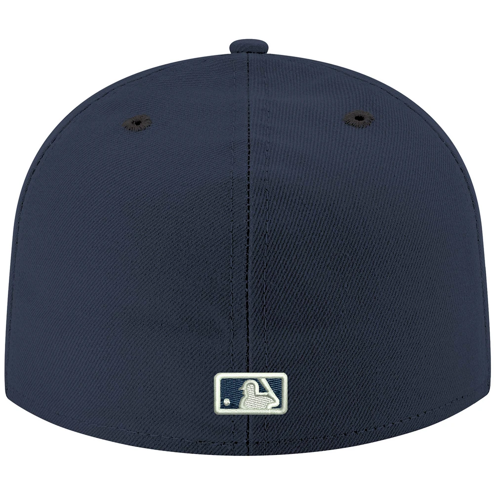 Men's New Era Navy Miami Marlins White Logo 59FIFTY Fitted Hat