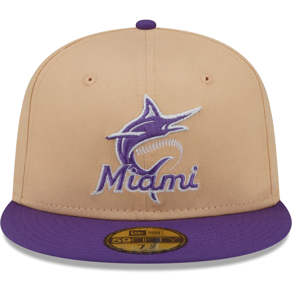 Casquette ajustée 59FIFTY pour homme New Era pêche/violet Miami Marlins 2003 World Series Side Patch