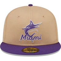 Casquette ajustée 59FIFTY pour homme New Era pêche/violet Miami Marlins 2003 World Series Side Patch