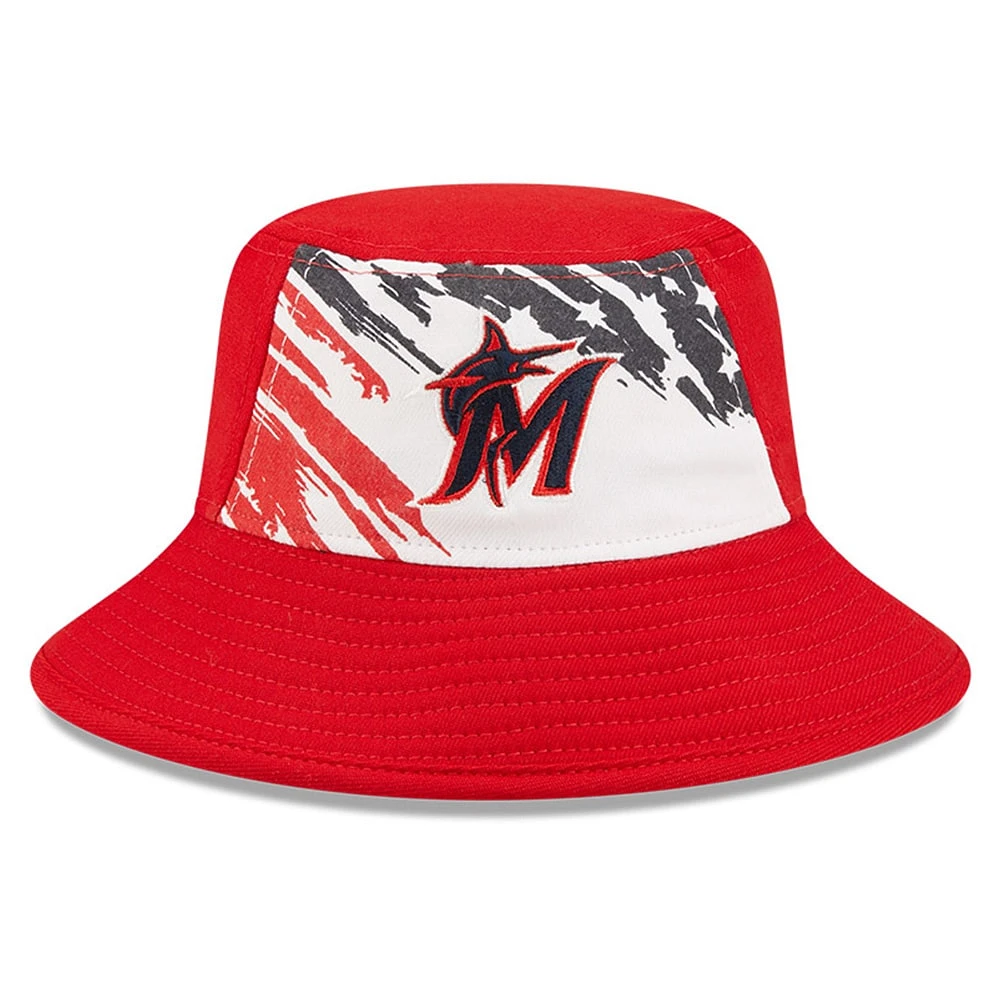 Men's New Era Red Miami Marlins 2022 4th of July Bucket Hat
