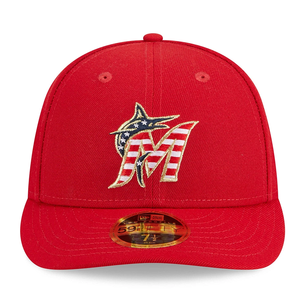 Men's New Era  Red Miami Marlins 2023 Fourth of July Low Profile 59FIFTY Fitted Hat