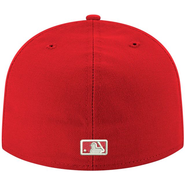 Casquette ajustée 59FIFTY blanche avec logo Miami Marlins New Era pour homme, rouge