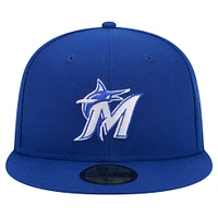 Casquette ajustée 59FIFTY avec logo blanc Royal Miami Marlins New Era pour homme