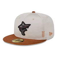 Casquette ajustée Miami Marlins 2024 Clubhouse 59FIFTY New Era pierre/marron pour hommes