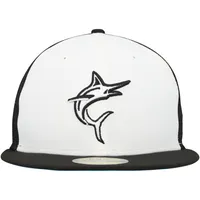 Casquette ajustée 59FIFTY pour entraînement au bâton sur le terrain Miami Marlins 2023 New Era homme, blanc/noir