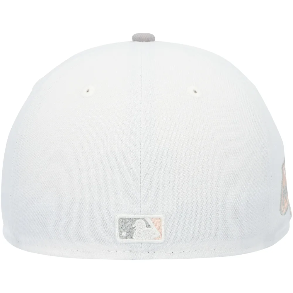 Men's New Era White/Gray Miami Marlins Park Side Patch Peach Undervisor 59FIFTY Fitted Hat