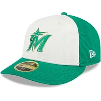 Men's New Era White/Green Miami Marlins 2024 St. Patrick's Day Low Profile 59FIFTY Fitted Hat