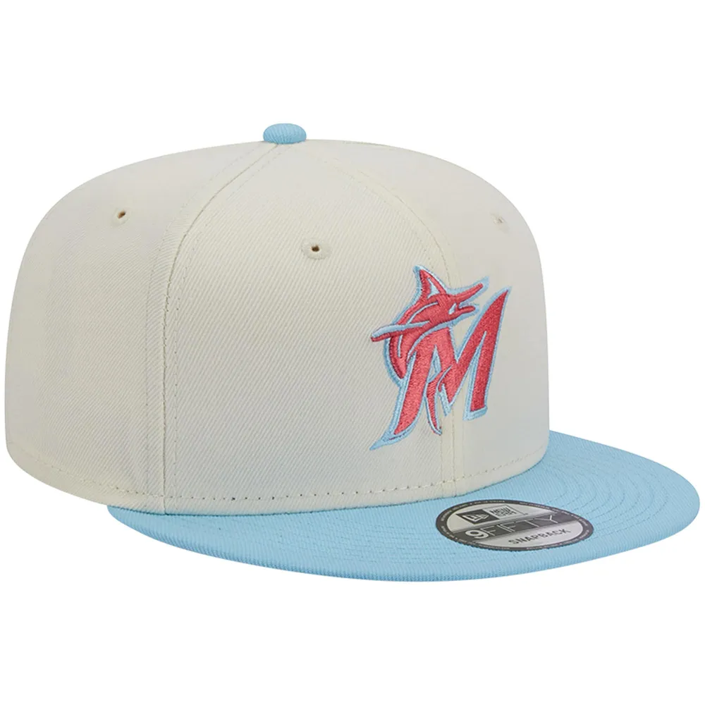 Miami Marlins New Era Base Trucker 9FIFTY Snapback Hat - Black/White