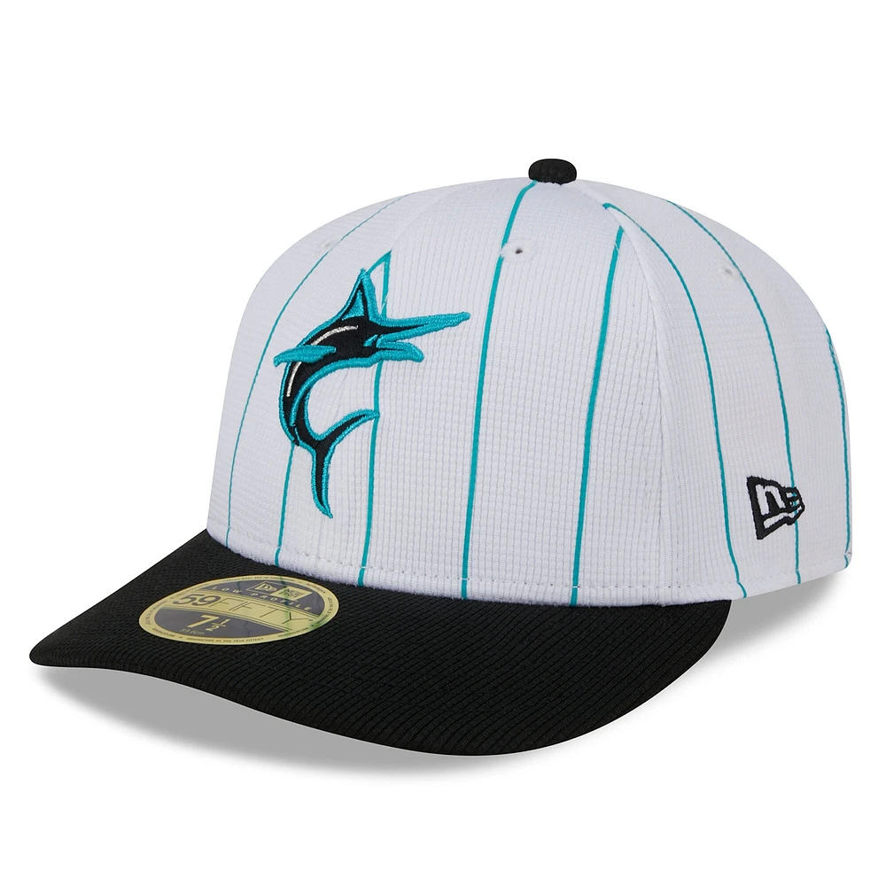 Casquette ajustée 59FIFTY à profil bas pour hommes, Miami Marlins 2024 New Era, blanche