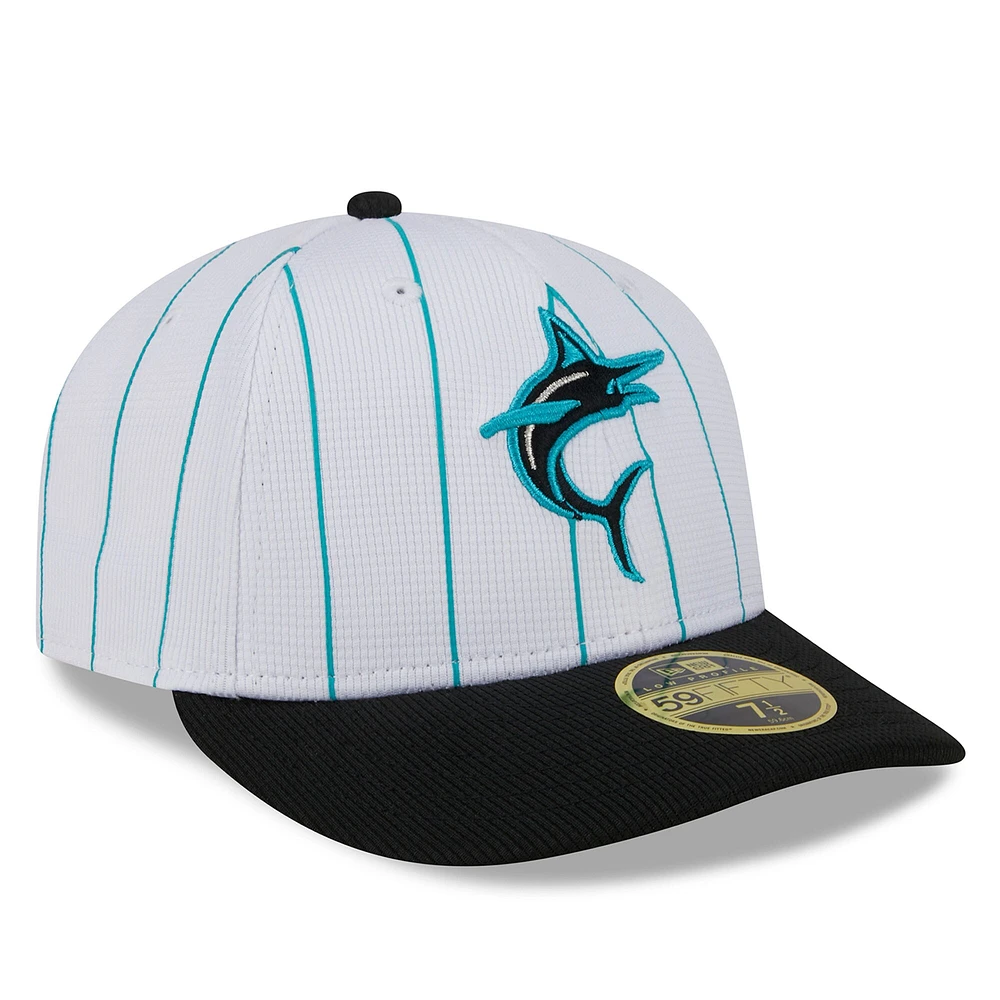 Casquette ajustée 59FIFTY à profil bas pour hommes, Miami Marlins 2024 New Era, blanche