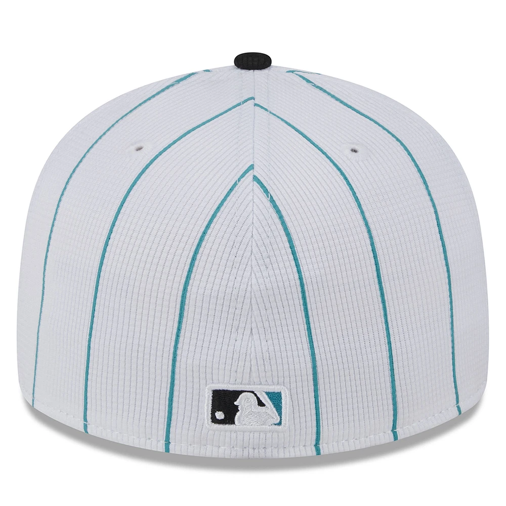 Casquette ajustée 59FIFTY à profil bas pour hommes, Miami Marlins 2024 New Era, blanche