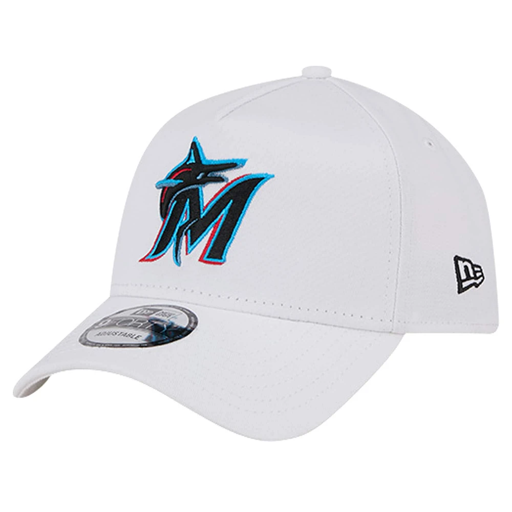 Casquette réglable New Era Miami Marlins TC A-Frame 9FORTY blanche pour hommes