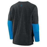 Men's Nike Black/Blue Miami Marlins Authentic Collection Player Lightweight Performance Long Sleeve Top