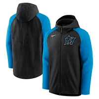 Men's Nike Black/Blue Miami Marlins Authentic Collection Player Performance Full-Zip Hoodie