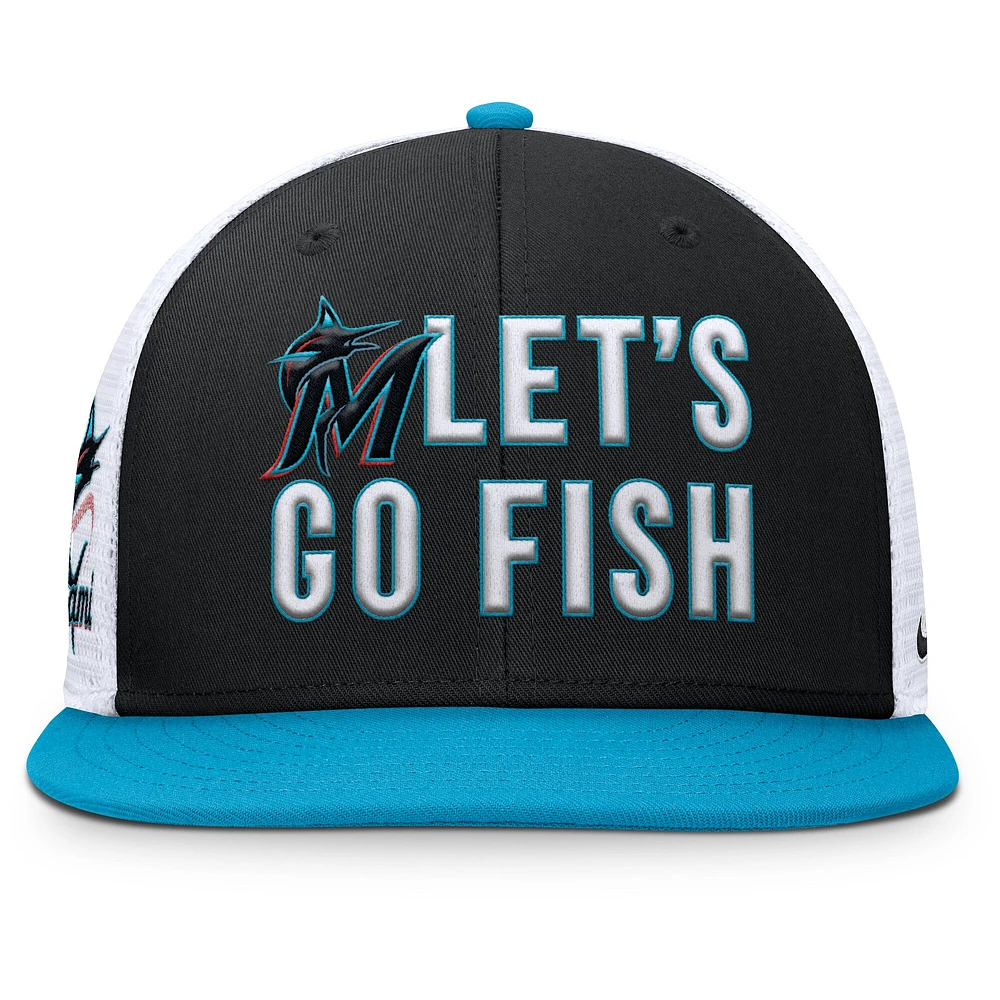 Men's Nike  Black/Light Blue Miami Marlins Pro Performance Trucker Snapback Hat