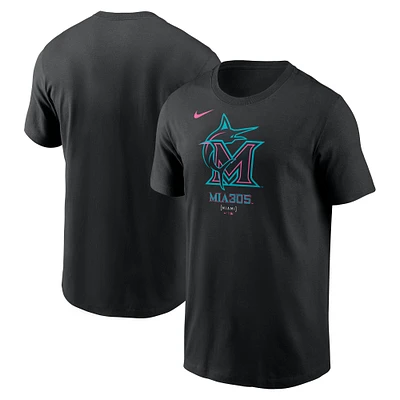 T-shirt Nike noir à grand logo City Connect 2025 des Miami Marlins pour homme