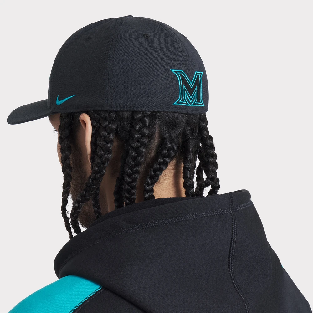 Men's Nike Black Miami Marlins 2025 City Connect Performance Swoosh Flex Hat