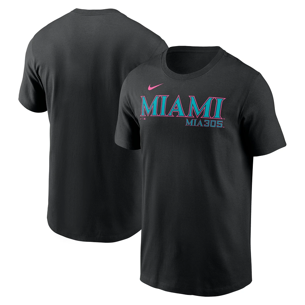 Men's Nike Black Miami Marlins 2025 City Connect Wordmark T-Shirt