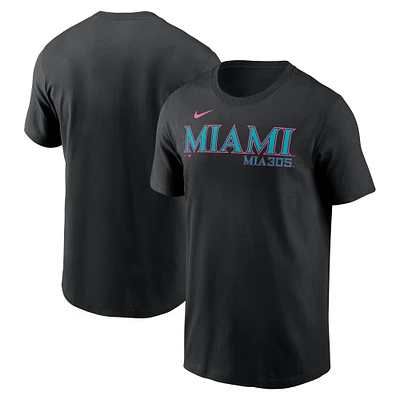 Men's Nike Black Miami Marlins 2025 City Connect Wordmark T-Shirt