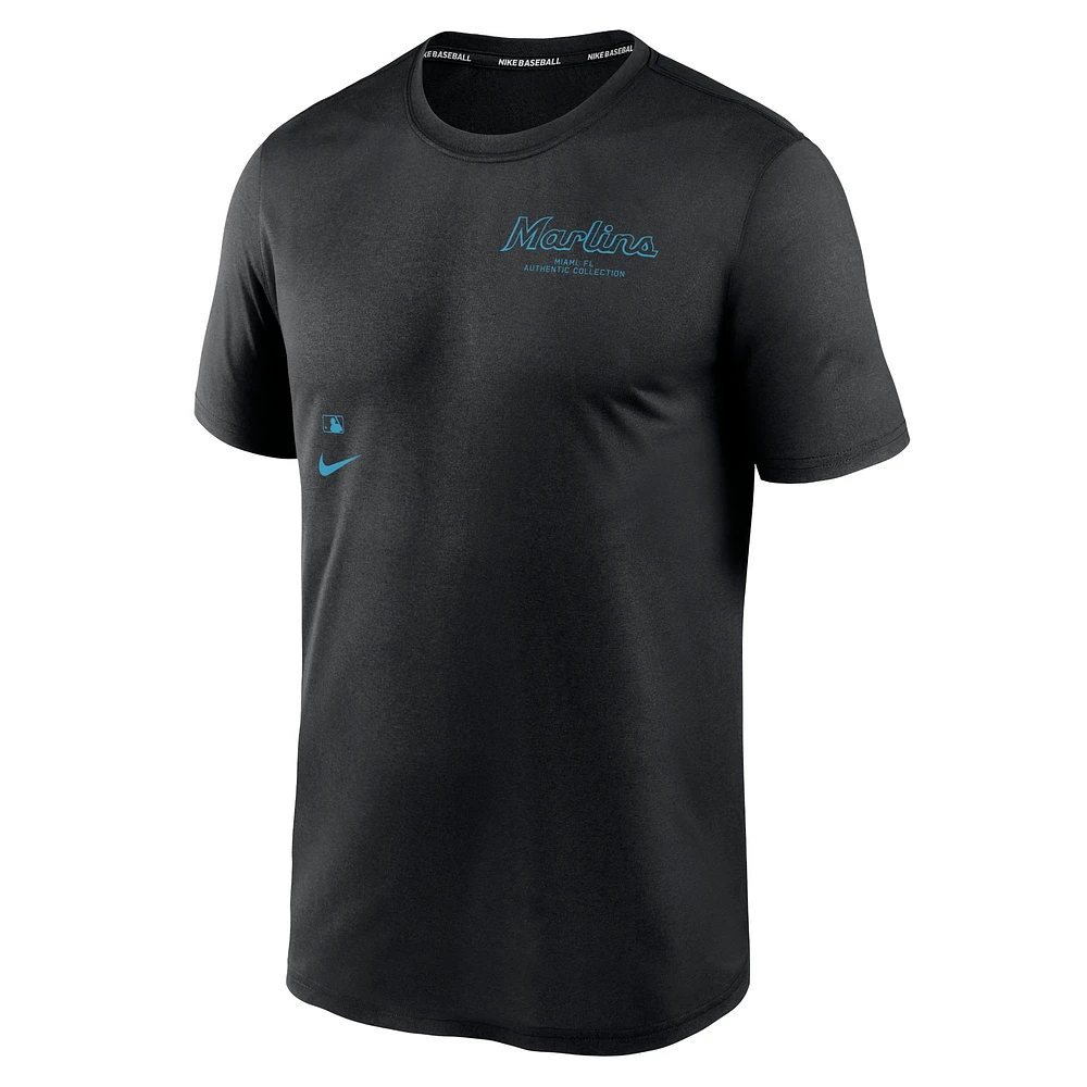 Men's Nike Black Miami Marlins Authentic Collection Early Work Tri-Blend Performance T-Shirt