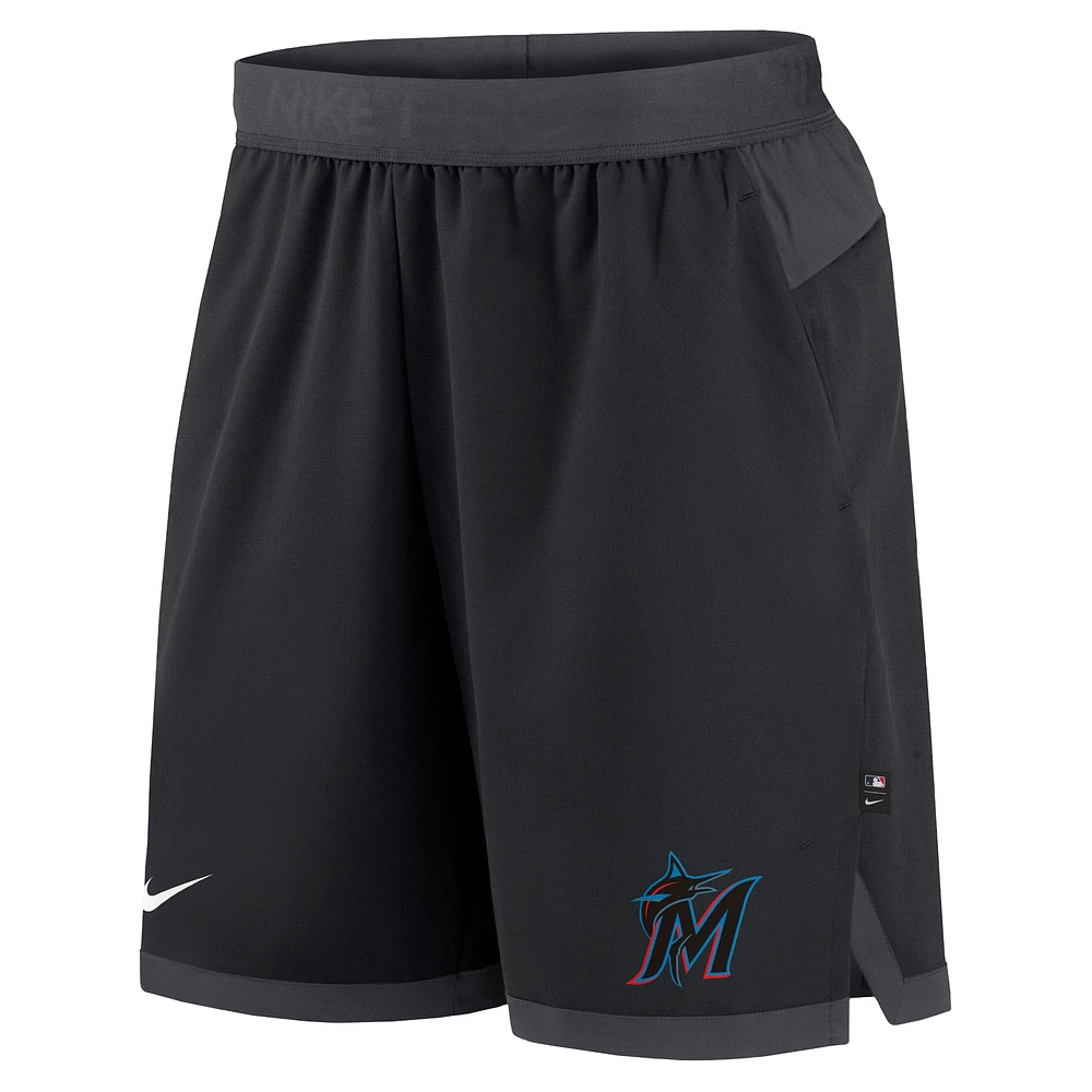 Short Nike Miami Marlins Authentic Collection Flex Vent Performance pour homme - Noir