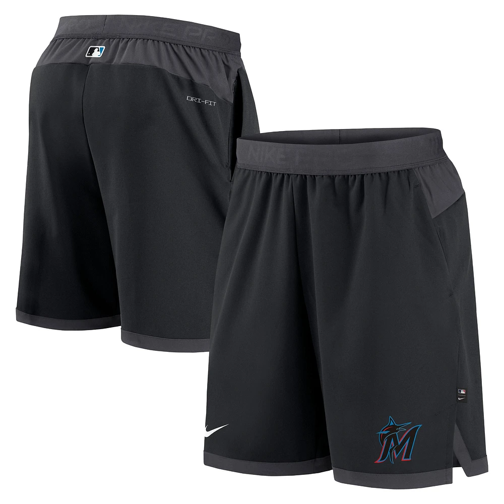 Men's Nike Black Miami Marlins Authentic Collection Flex Vent Performance Shorts