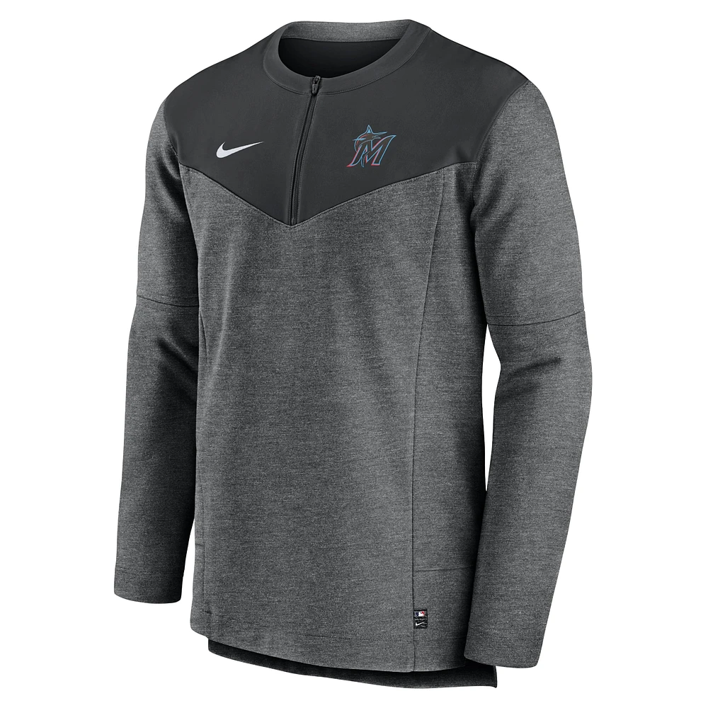 Men's Nike Black Miami Marlins Authentic Collection Game Time Performance Half-Zip Top